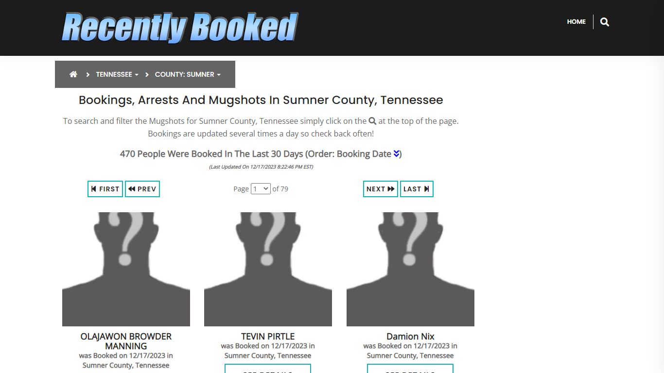 Bookings, Arrests and Mugshots in Sumner County, Tennessee